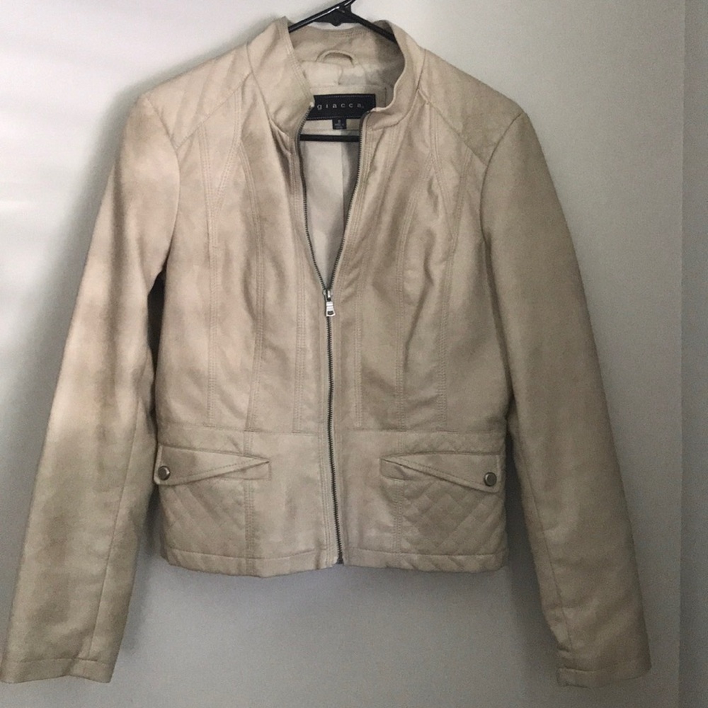 Faux Leather Fitted Jacket (Size: S, Gently Used)